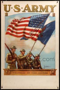 9k109 U.S. ARMY GUARDIAN OF THE COLORS 25x38 WWII war poster '40 Woodburn art of soldiers & flags!