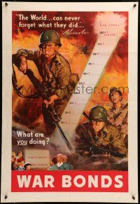9k112 WAR BONDS 22x32 WWII war poster '43 great Wilbur fighting soldier art + tracker chart!