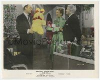 9m010 DESK SET color 8x10 still '57 Gig Young gives Xmas gifts to Spencer Tracy & Katharine Hepburn