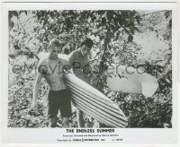 9m261 ENDLESS SUMMER 8.25x10 still '67 close up of Mike Hynson & Robert August with surfboards!