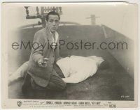 9m443 KEY LARGO 8x10.25 still R53 John Huston, c/u of Humphrey Bogart pointing gun by dead body!