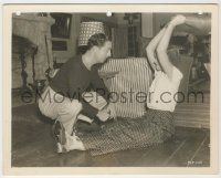 9m481 LIBELED LADY candid deluxe 8x10 still '36 Myrna Loy attacks William Powell with pillow!