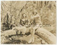 9m718 TARZAN OF THE APES 7.5x9.5 still 1918 great c/u of Elmo Lincoln & Enid Markey in jungle!