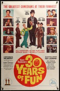 9p013 30 YEARS OF FUN 1sh '63 Charley Chase, Buster Keaton, Laurel & Hardy!