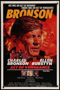 9p020 ACT OF VENGEANCE int'l 1sh '86 Charles Bronson in made-for TV thriller, Larry Salk art!
