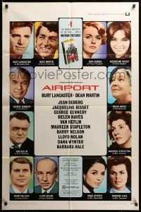 9p026 AIRPORT 1sh '70 Burt Lancaster, Dean Martin, Jacqueline Bisset, Jean Seberg & more!