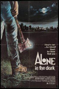 9p042 ALONE IN THE DARK 1sh '82 great D.F. Henderson axe murderer horror art!