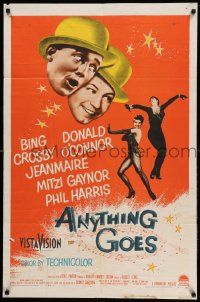 9p054 ANYTHING GOES 1sh '56 Bing Crosby, Donald O'Connor, Jeanmaire, music by Cole Porter!