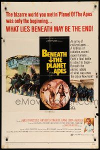 9p091 BENEATH THE PLANET OF THE APES 1sh '70 sci-fi sequel, what lies beneath may be the end!