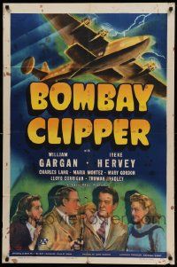 9p124 BOMBAY CLIPPER 1sh '42 Turhan Bey, Maria Montez, cool art of cargo plane flying in storm!