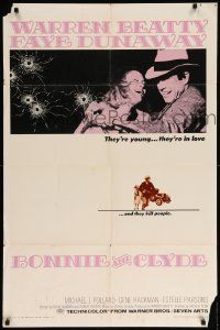 9p125 BONNIE & CLYDE 1sh '67 notorious crime duo Warren Beatty & Faye Dunaway young & in love!