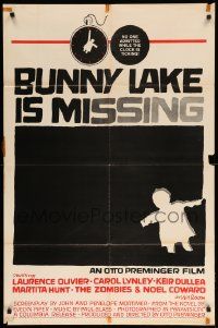 9p142 BUNNY LAKE IS MISSING 1sh '65 directed by Otto Preminger, cool Saul Bass artwork!