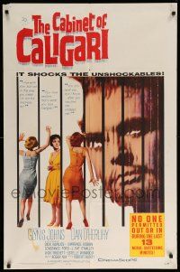 9p148 CABINET OF CALIGARI 1sh '62 written by Robert Bloch, it shocks the unshockables!