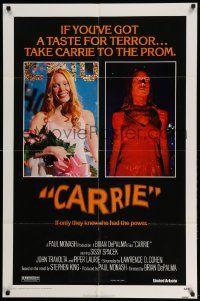 9p160 CARRIE 1sh '76 Stephen King, Sissy Spacek before and after her bloodbath at the prom!