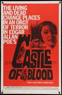 9p163 CASTLE OF BLOOD 1sh '64 Edgar Allan Poe, the living and dead in an orgy of terror!