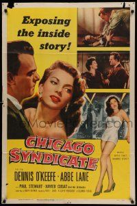 9p172 CHICAGO SYNDICATE 1sh '55 full-length sexy Abbe Lane, Dennis O'Keefe, the inside story!