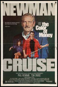 9p184 COLOR OF MONEY 1sh '86 Robert Tanenbaum art of Paul Newman & Tom Cruise playing pool!