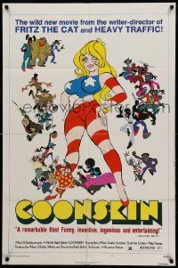 9p190 COONSKIN style B 1sh '75 Ralph Bakshi directed R-rated cartoon, great animation artwork!