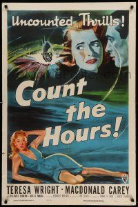 9p193 COUNT THE HOURS style A 1sh '53 Don Siegel, art of sexy bad girl Adele Mara in low-cut dress!