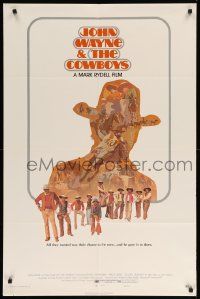 9p196 COWBOYS style B 1sh '72 John Wayne & the Cowboys, cool Craig Nelson western art!