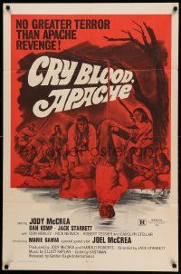 9p203 CRY BLOOD APACHE 1sh '70 Jody McCrea, artwork of Apache Native Americans!