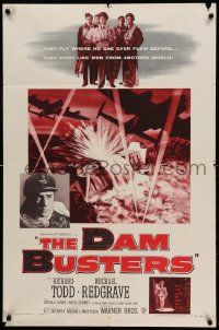 9p209 DAM BUSTERS 1sh '55 Michael Redgrave & Richard Todd in WWII action!