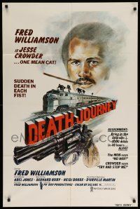 9p223 DEATH JOURNEY 1sh '75 Fred Williamson, cool train and gun artwork design by Joe Smith!