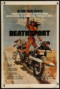 9p227 DEATHSPORT 1sh '78 David Carradine, cool art of futuristic battle motorcycle!