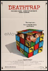 9p228 DEATHTRAP style B 1sh '82 art of Chris Reeve, Michael Caine & Dyan Cannon in Rubik's Cube!