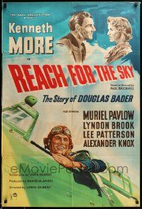 9p687 REACH FOR THE SKY English 1sh '57 cool images of pilot Kenneth More, airplanes!