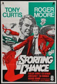 9p818 SPORTING CHANCE English 1sh '75 art of Tony Curtis & Roger Moore, The Persuaders!