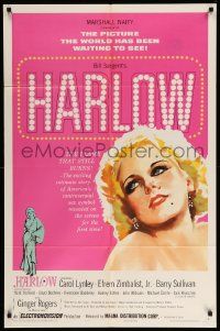 9p416 HARLOW 1sh '65 by Carol Lynley as The Blonde Bombshell!