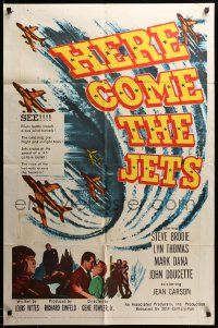 9p425 HERE COME THE JETS 1sh '59 tough guy Steve Brodie flies lightning-jets of space!