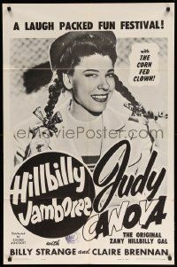 9p429 HILLBILLY JAMBOREE 1sh '60 original zany hillbilly gal Judy Canova w/the Corn Fed Clown!