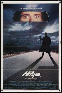 9p431 HITCHER 1sh '86 Rutger Hauer, C. Thomas Howell, terror starts the moment he stops!