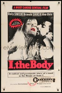 9p457 I THE BODY 1sh '68 sexy Lotte Tarp, Swedish sexploitation horror!