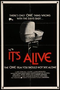 9p483 IT'S ALIVE 1sh R76 Larry Cohen, classic creepy baby carriage image!