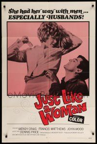 9p502 JUST LIKE A WOMAN 1sh R69 sexiest Wendy Craig had her way w/men, Dennis Price!