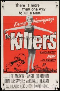 9p509 KILLERS 1sh '64 sexy full-length Angie Dickinson, Lee Marvin, directed by Don Siegel!