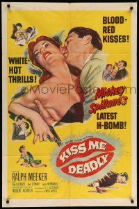 9p517 KISS ME DEADLY 1sh '55 Mickey Spillane, Robert Aldrich, Ralph Meeker as Mike Hammer!