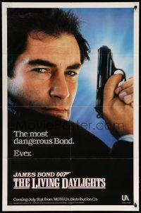 9p532 LIVING DAYLIGHTS teaser 1sh '87 Timothy Dalton as the most dangerous James Bond ever!