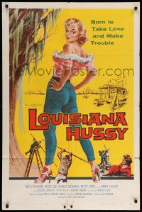 9p542 LOUISIANA HUSSY 1sh '59 art of sexy bad girl, she was born to take love and make trouble!