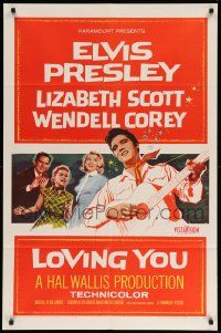 9p544 LOVING YOU 1sh '57 Elvis Presley, Lizabeth Scott, Wendell Corey & Dolores Hart!
