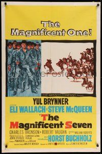 9p551 MAGNIFICENT SEVEN 1sh '60 Yul Brynner, Steve McQueen, 7 Samurai cowboy remake!