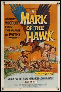9p563 MARK OF THE HAWK 1sh '58 Sidney Poitier & Eartha Kitt against voodoo fury in Africa!