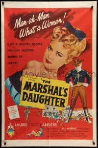 9p565 MARSHAL'S DAUGHTER 1sh '53 man-oh-man, sexy Laurie Anders is a bundle of curves!