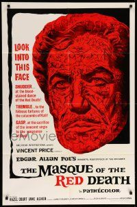 9p568 MASQUE OF THE RED DEATH 1sh R80s cool montage art of Vincent Price by Reynold Brown!