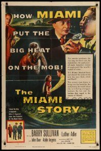 9p576 MIAMI STORY 1sh '54 Barry Sullivan puts the Big Heat on the mob in Florida!
