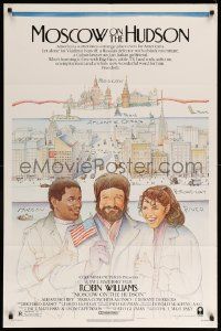 9p585 MOSCOW ON THE HUDSON 1sh '84 great artwork of Russian Robin Williams by Craig!