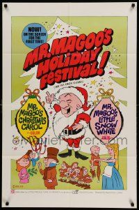 9p591 MR. MAGOO'S CHRISTMAS CAROL/MR. MAGOO'S LITTLE SNOW WHITE 25x38 1sh '70 great cartoon artwork!